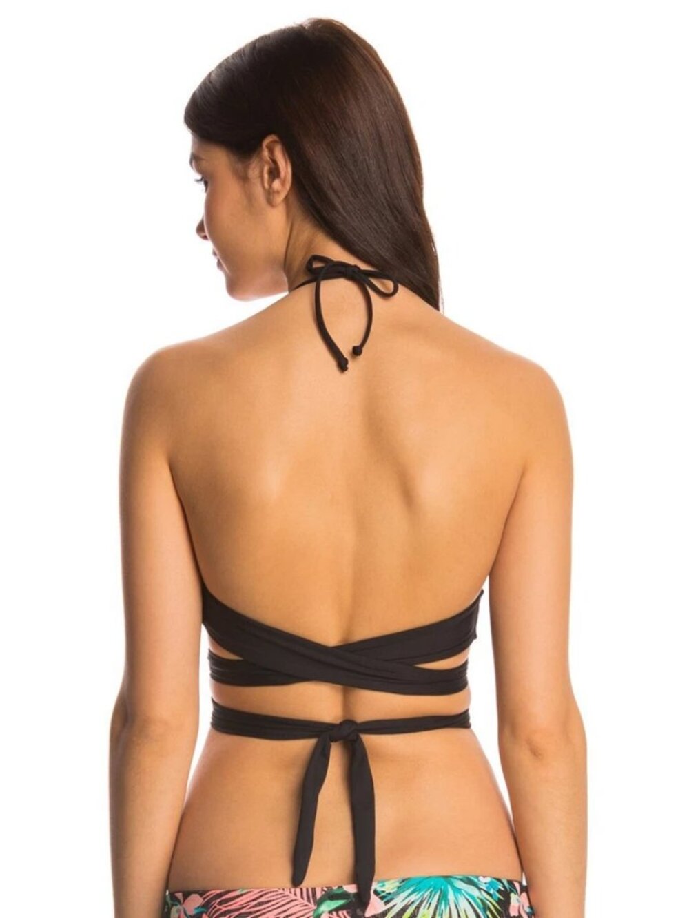 NWT Womens L*Space x Monica Wise Black (Item-79) Lizzie Halter Swim Bikini Top M - Picture 2 of 7